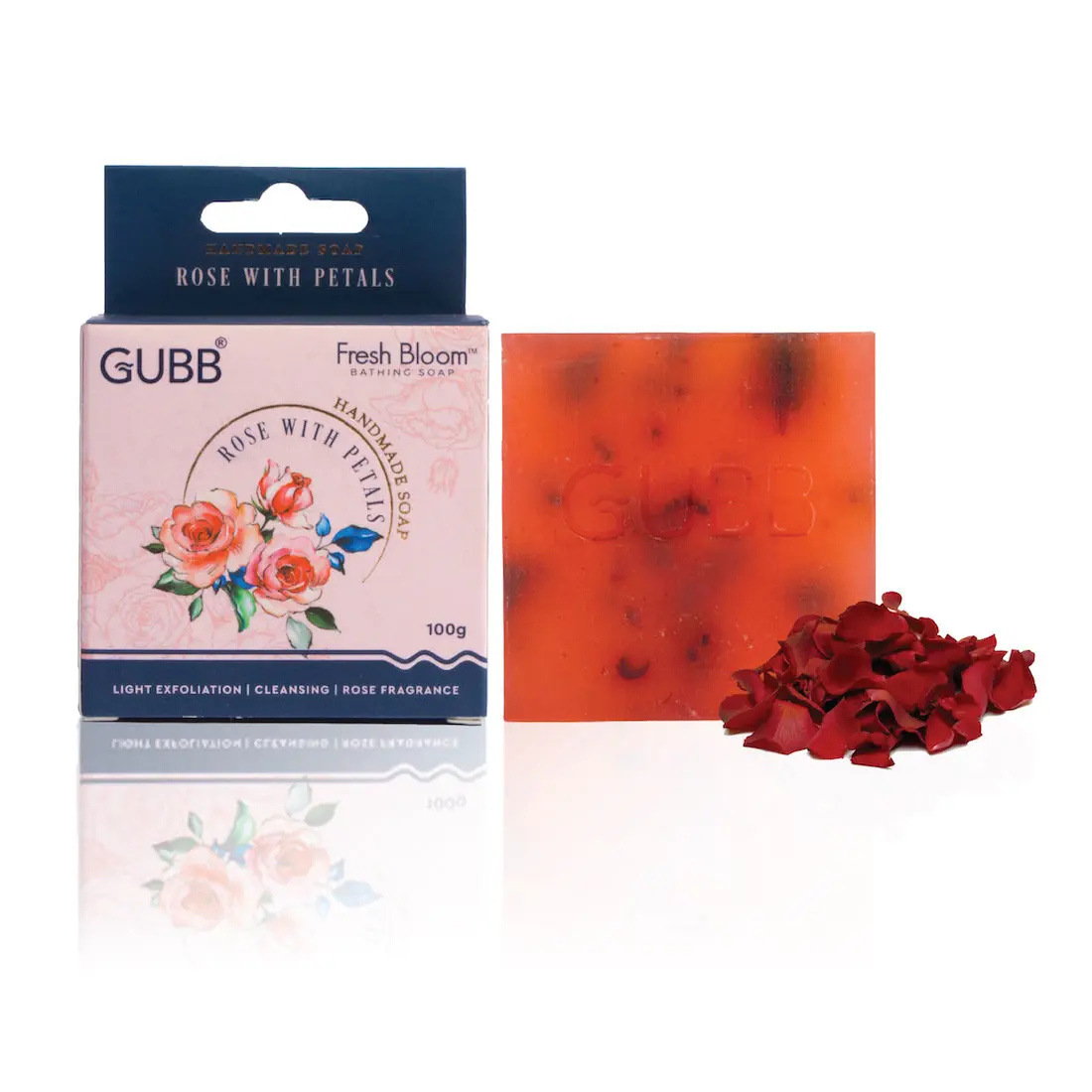 GUBB Fresh Bloom Handmade Bathing Soap with Rose & Petals - 100gm