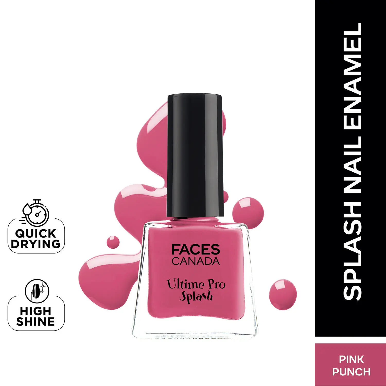 Faces canada Ultime Pro Splash Nail Enamel I Quick-drying I Longlasting I Chip-defiant I Smooth application I Pink Punch 130 5ml