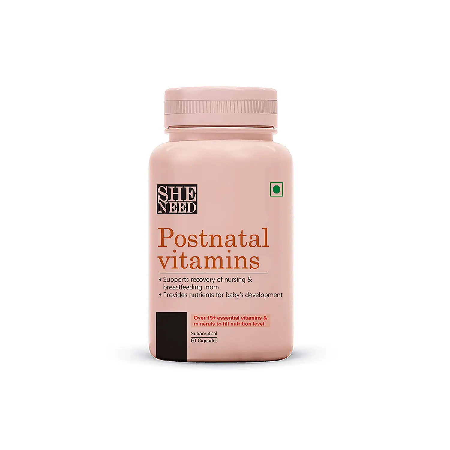 SheNeed Postnatal Vitamins Supplements - Supports Recovery, Breastfeeding, Nursing After Delivery & Levels Hormonal Activity- 60 Capsules