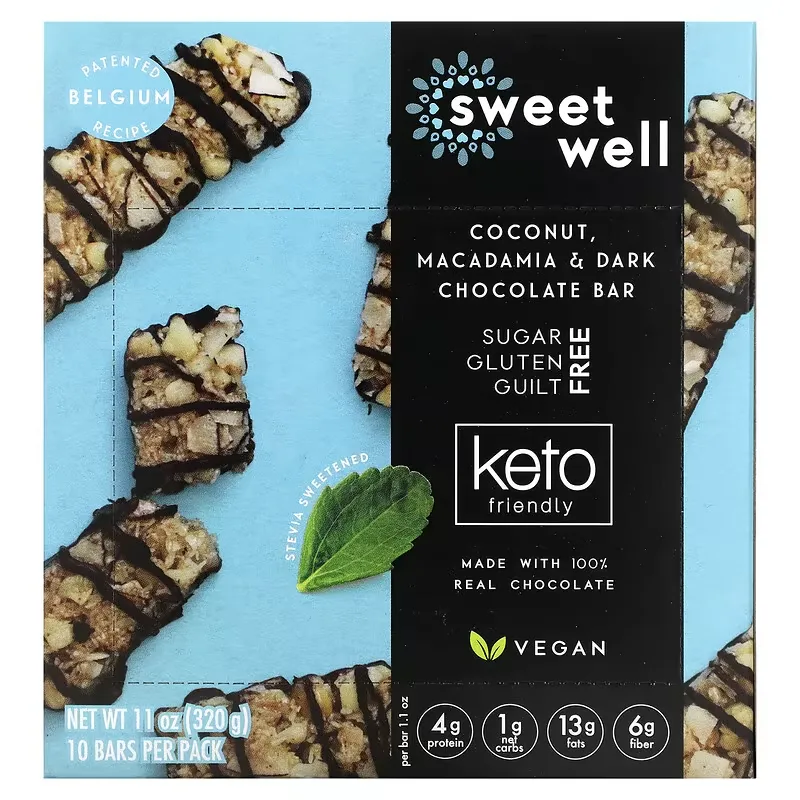 Keto Bar, Coconut, Macadamia & Dark Chocolate, 10 Bars, 1.1 oz (32 g) Each