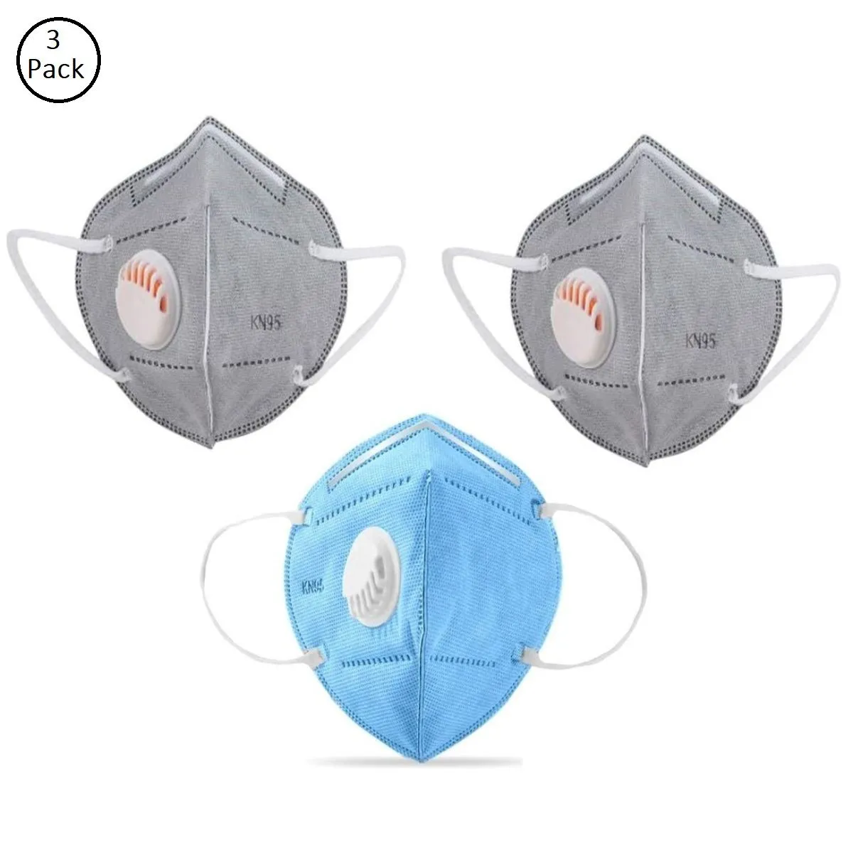 OOMPH Pack of 3 Anti-Pollution Reusable 5 Layer Mask - Grey Blue Grey