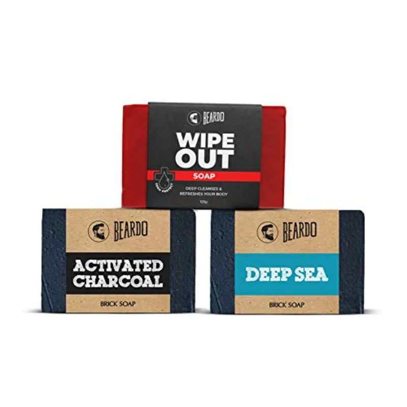 Beardo Ultimate Soap Combo (Activated Charcoal Brick Soap, Deep Sea Brick Soap, Wipeout Brick Soap)