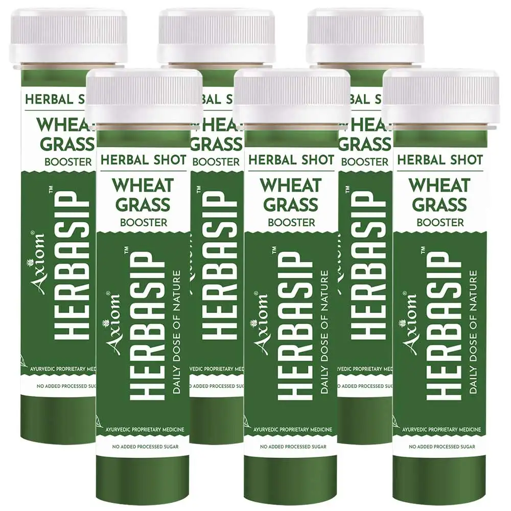 Herbasip Wheatgrass Juice Pack of 6 Shots,  Unflavoured  50 ml