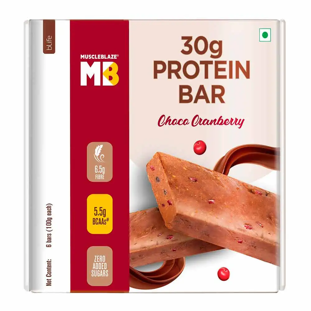 MuscleBlaze Hi-Protein Bar (30g Protein) OP,  6 bar(s)  Choco Cranberry