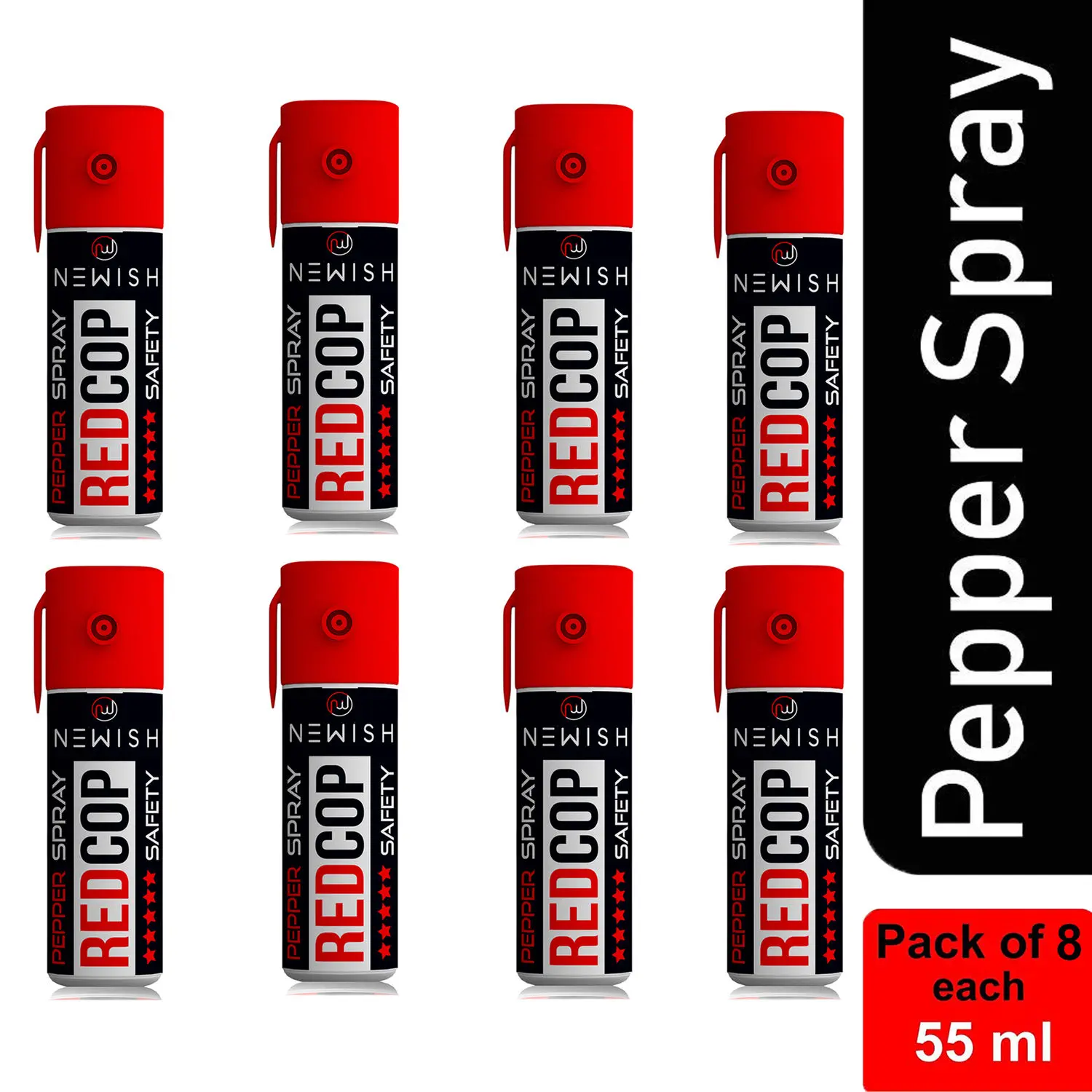 Newish : RED COP Pepper Spray Self Defence Gift Pack of 8 (Each : 35 gm / 55 ml)