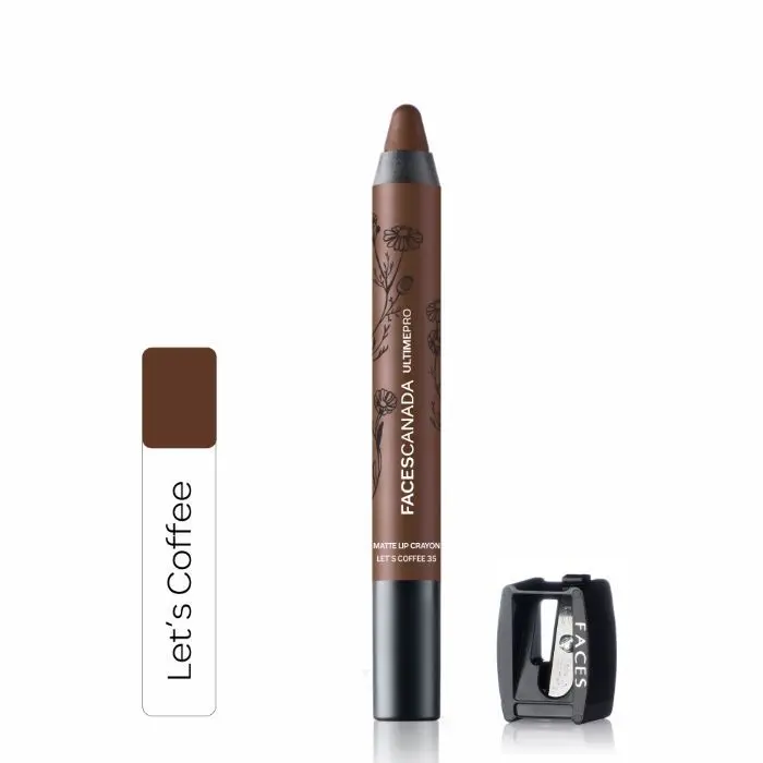 Faces Canada Matte Lip Crayon | Cocoa Butter and Chamomile enriched | One Stroke Intense Color | Smooth Glide | All Day Hydrated Lips | Shade - Let's Coffee 2.8g