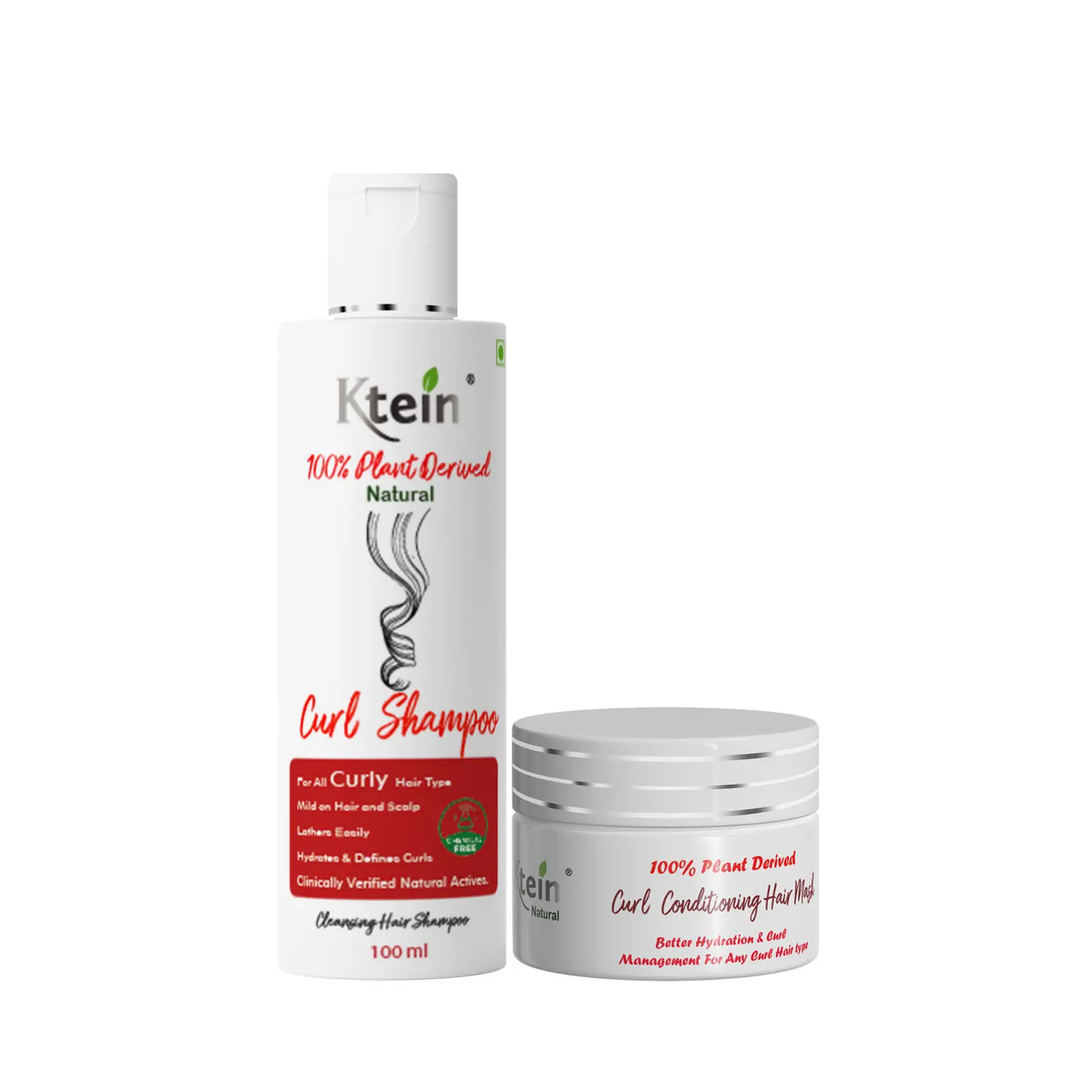 Ktein Natural 100% Plant Derived Curl Shampoo & Conditioner Combo(100ml)