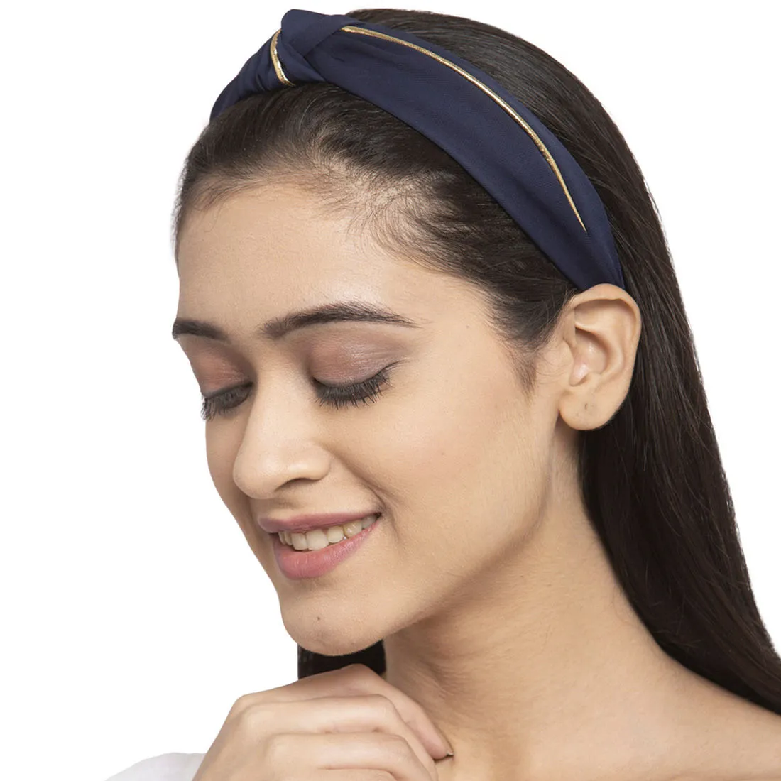 Ferosh Navy Blue Gold Knot Hair Band