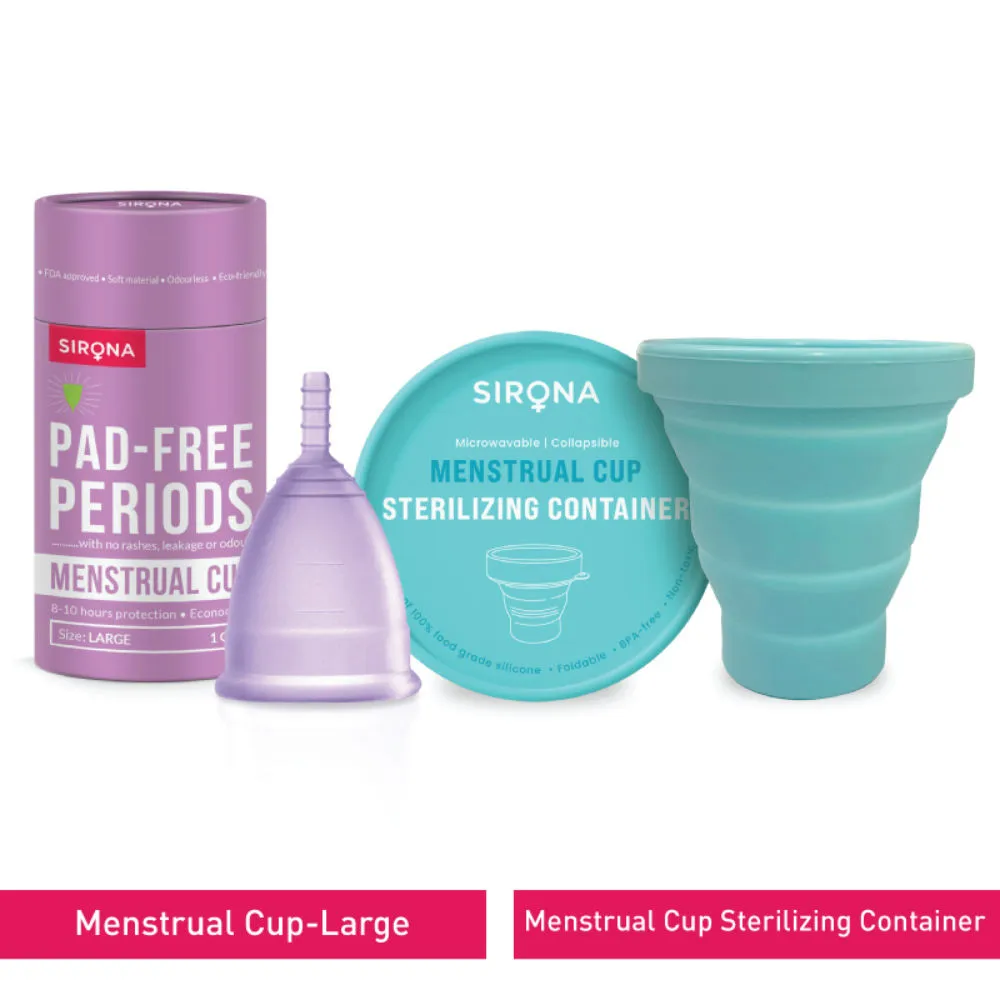 Sirona Fda Approved Reusable Menstrual Cup (Large) With Menstrual Cup Sterilizer