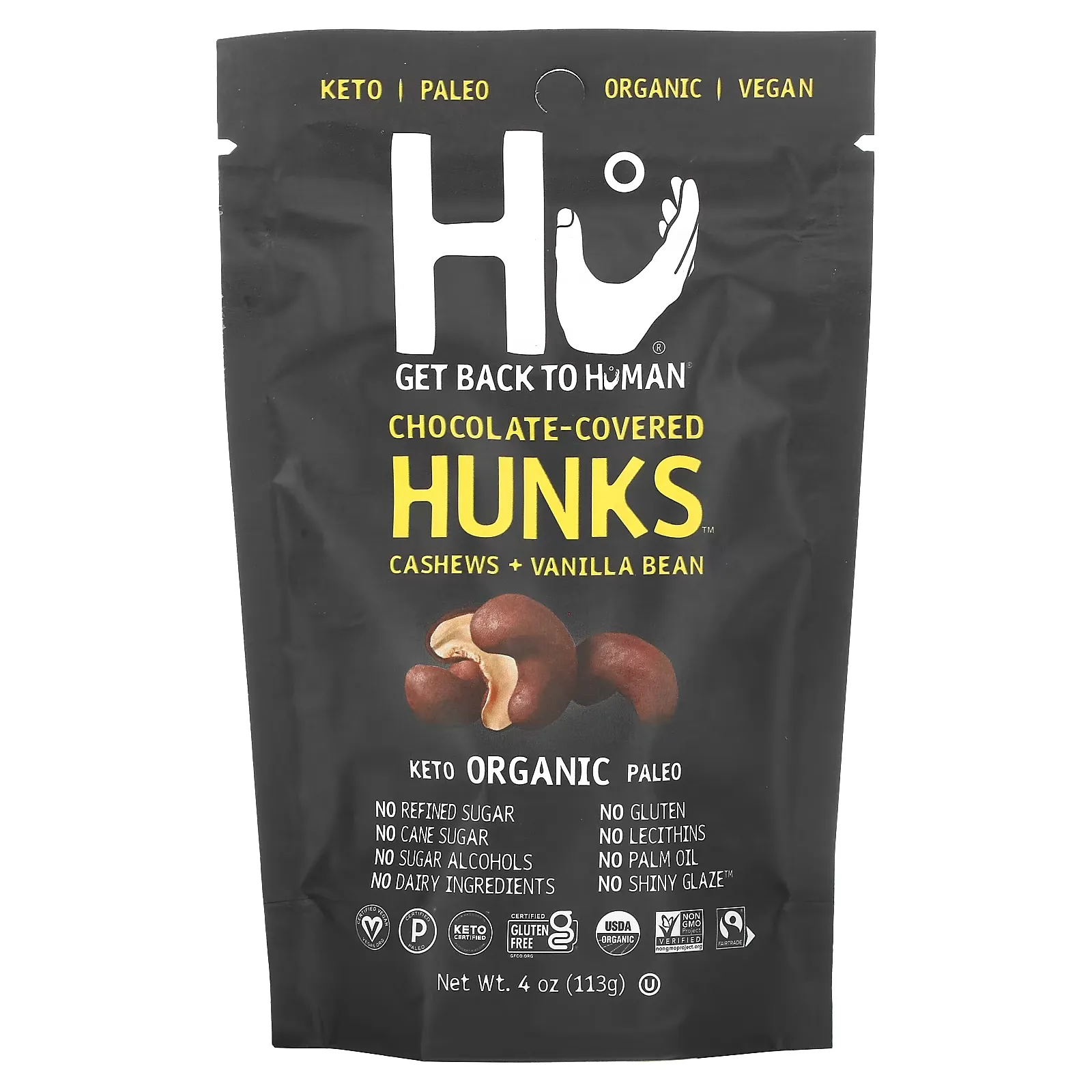 Chocolate-Covered Hunks, Cashews + Vanilla Bean,  4 oz (113 g)