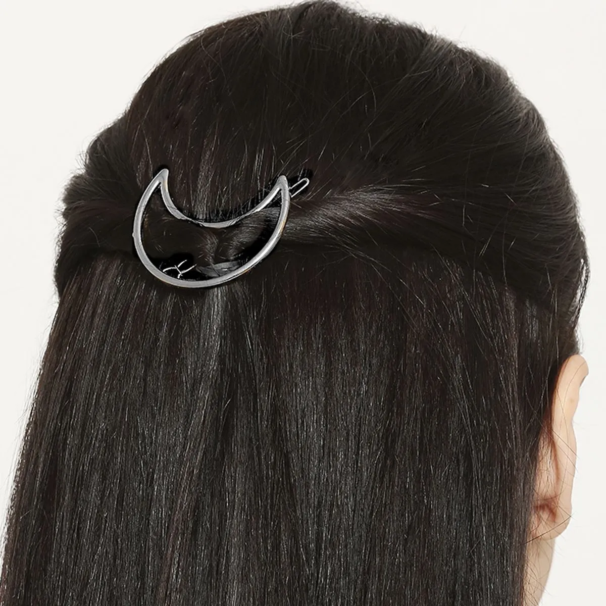 OOMPH Jewellery Silver Tone Delicate Fashion Hair Clips Hairpin Hair Clamps In Half Moon Shape