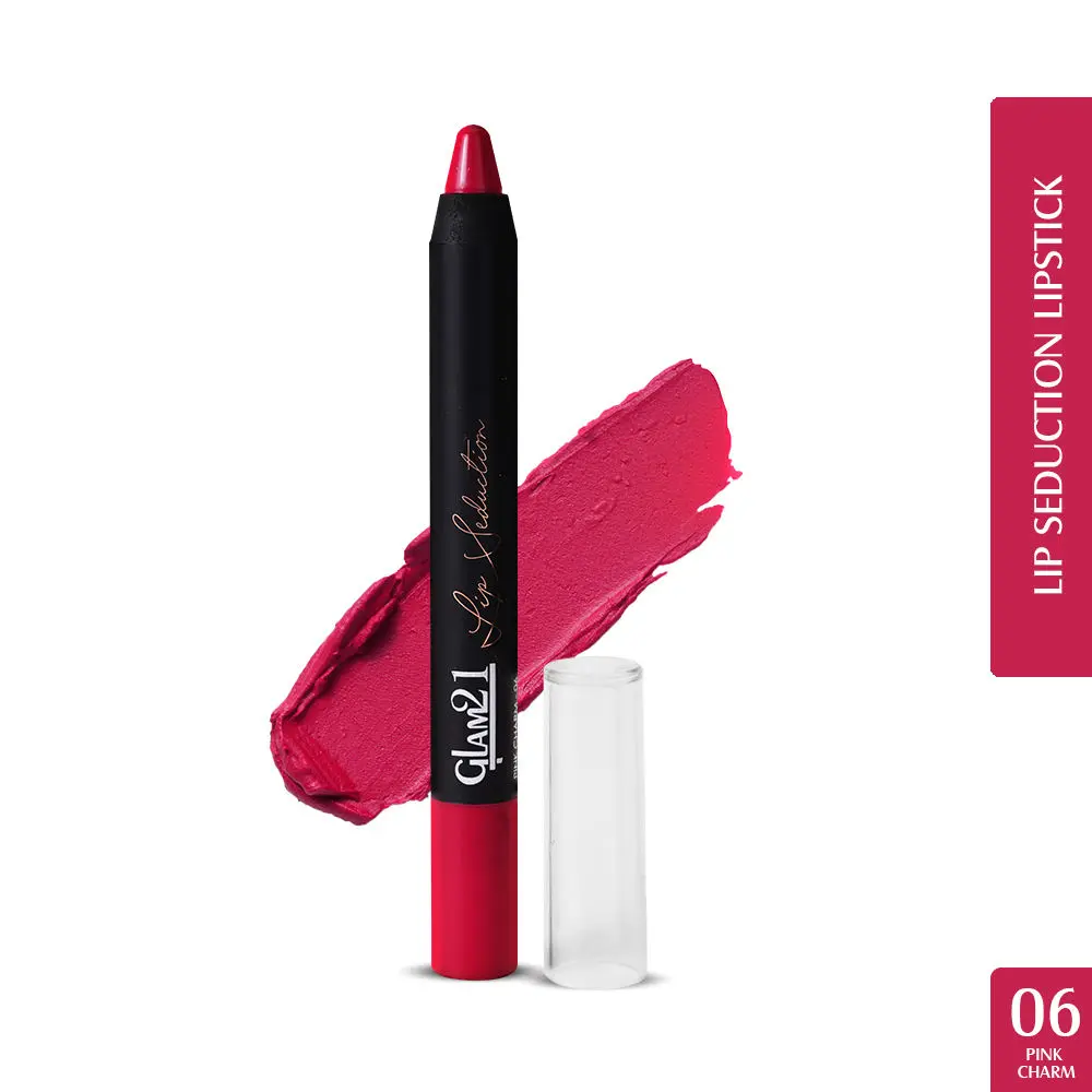 Glam21 Lip Seduction Non- Transfer Crayon Lipstick| Lightweight & Longlasting|Creamy Matte Formula - 2.8gm|Pink Charm|06