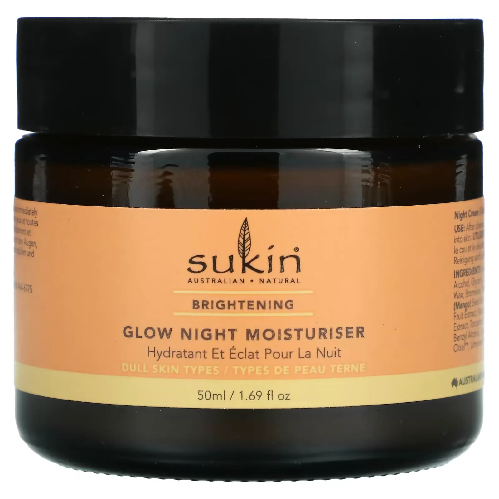 Glow Night Moisturiser, Brightening, 1.69 fl oz (50 ml)