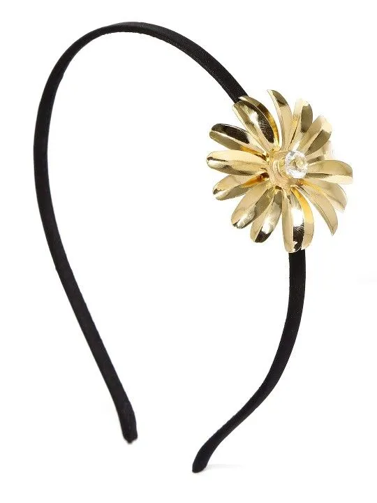 Toniq Black & Gold-Toned Hairband With Floral Detail