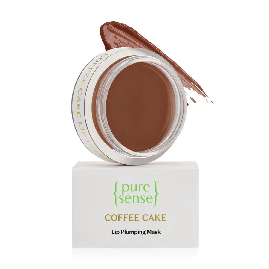 PureSense Coffee Cake Lip Plumping Mask for Sensitive Chapped & Pigmented Lips with Vitamin A&E