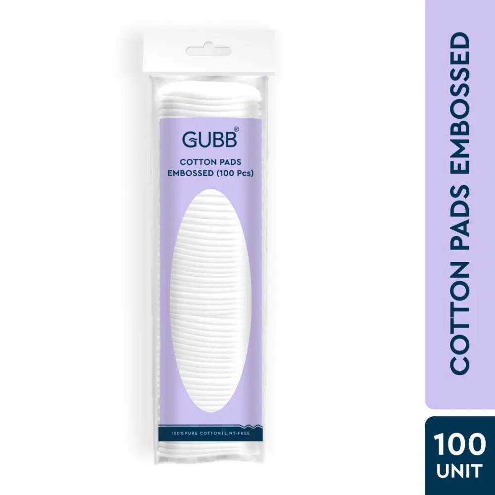 GUBB Cotton Pads for Face Cleansing & Makeup Removal, Embossed - 100 Pads