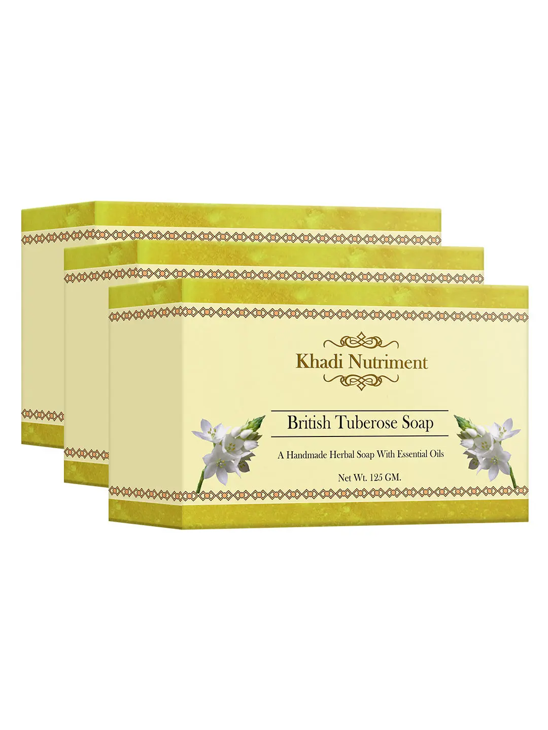 Khadi Nutriment British Tuberose Soap, 125 gm (Pack of 3)