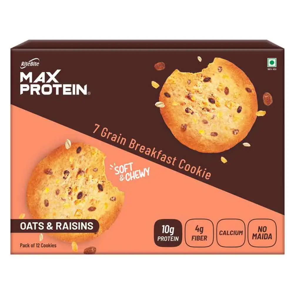 RiteBite Max Protein Cookies,  12 Piece(s)/Pack  Oats & Raisins