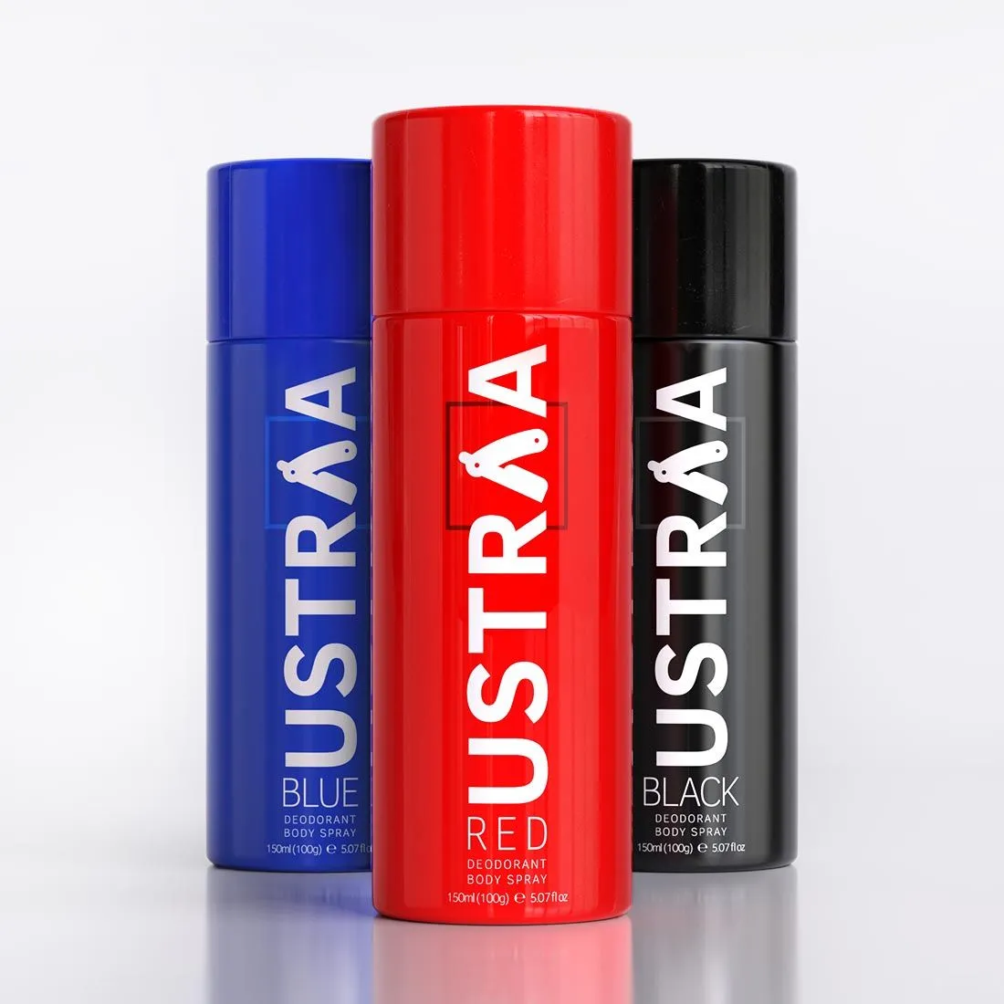 Ustraa Deodorant Body Spray Red, Blue & Black (Set of 3)