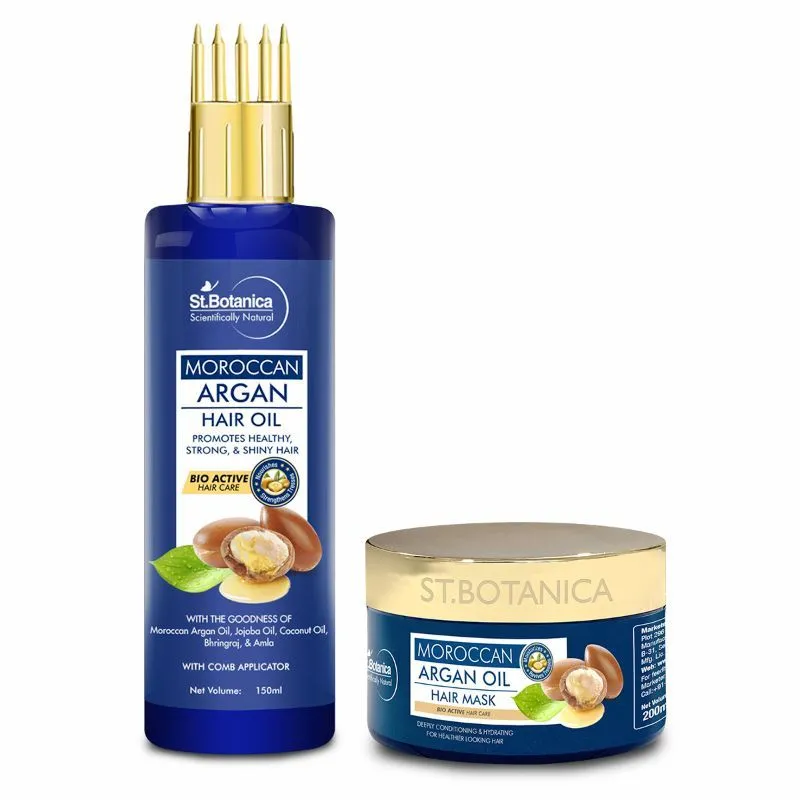 St.Botanica Moroccan Argan Hair Oil (comb Applicator) + Hair Mask