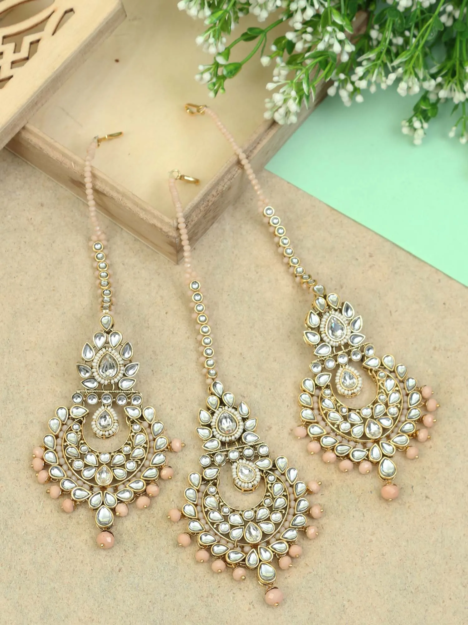 Bling Bag Peach Kanishka Maang Tikka Set