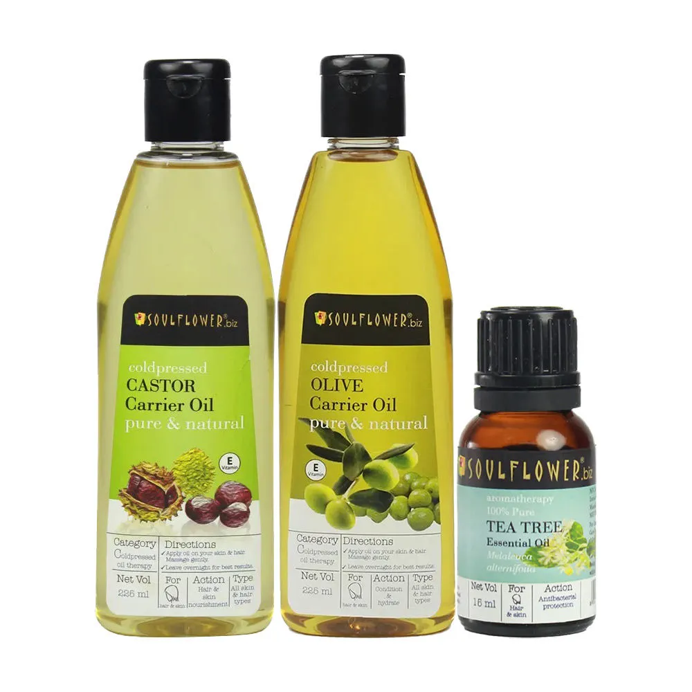 Soulflower Essential Oil Olive Oil & Castor Carrier Oil Combo