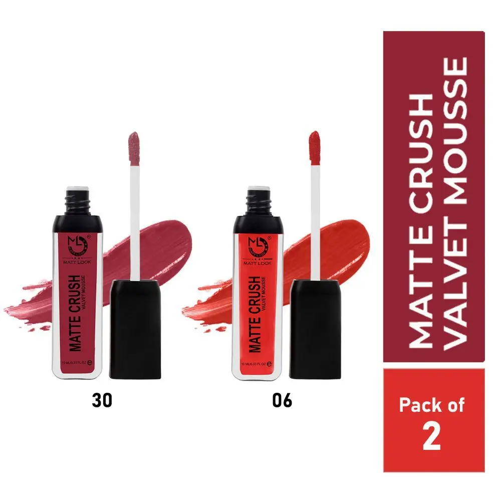 Matt look Matte Crush Velvet Mousse Lipstick, Midnight Purple & Orange Red, PO2 (20ml)