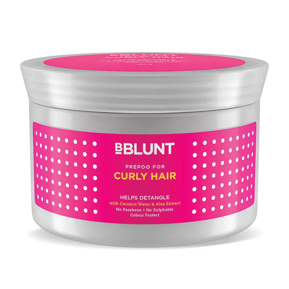 BBLUNT Curly Hair Prepoo for curly hair, with Coconut Water & Aloe Vera Extract. No Parabens, Sulphates. 150gm