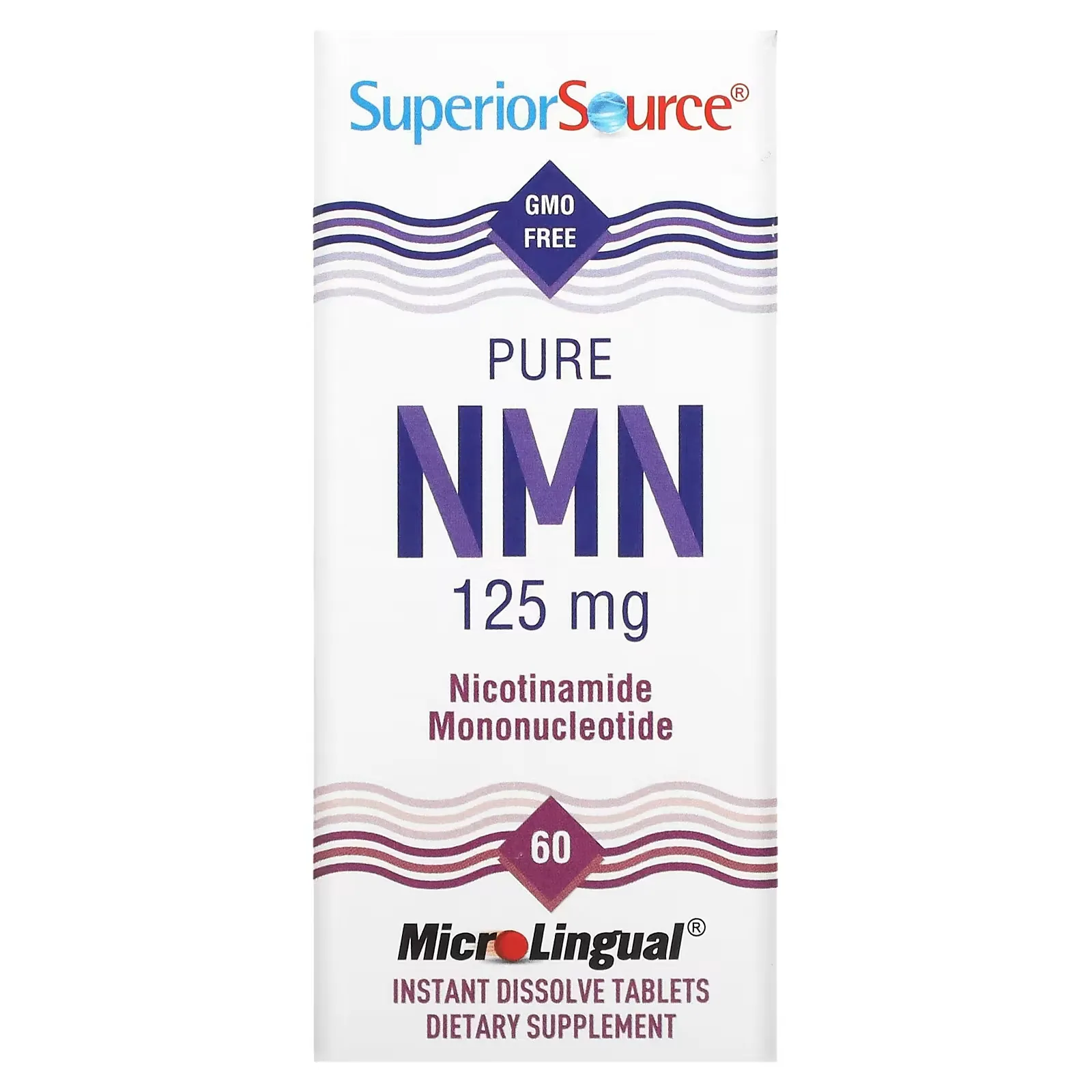 Pure NMN, Nicotinamide Mononucleotide, 125 mg , 60 Instant Dissolve Tablets