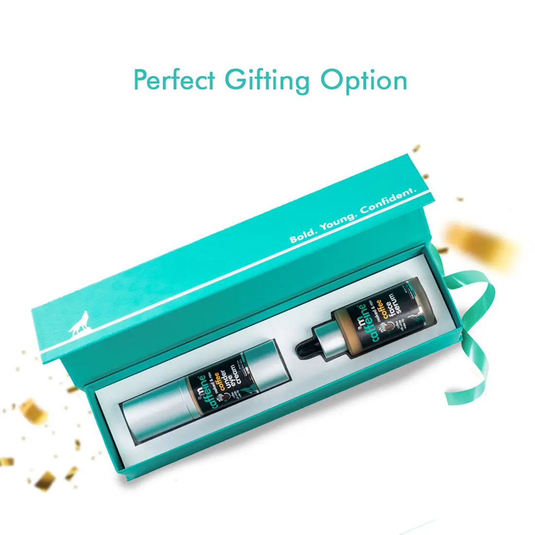 mCaffeine Rakhi Prep Gift Set | Facial Kit with Coffee Face Serum and Under Eye Cream for a Glowing Skin | Premium Gift Box (100g)