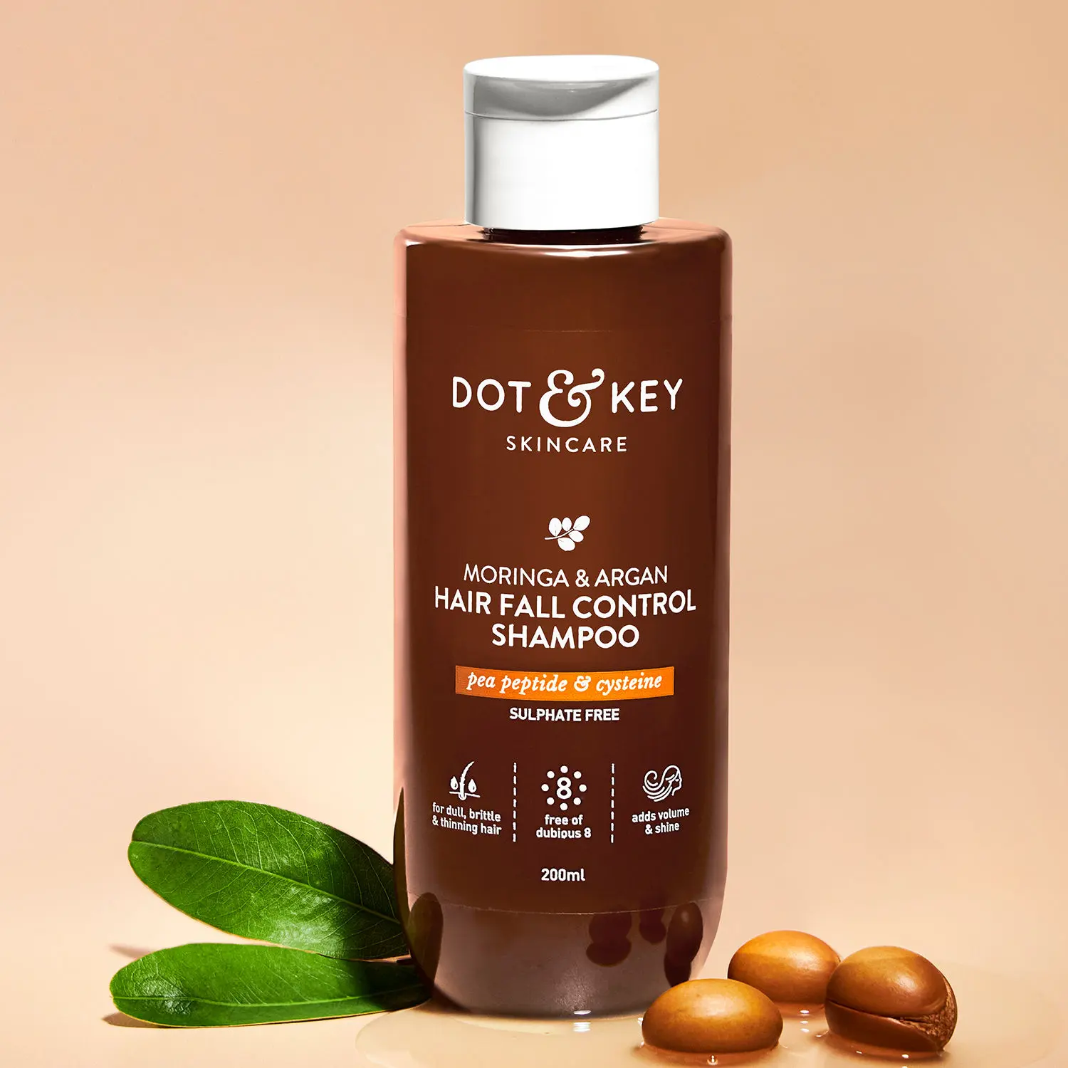 Dot & Key Moringa & Argan Hairfall Control Shampoo With Pea Peptide & Cysteine | For Dull & Thinning Hair | 200ml