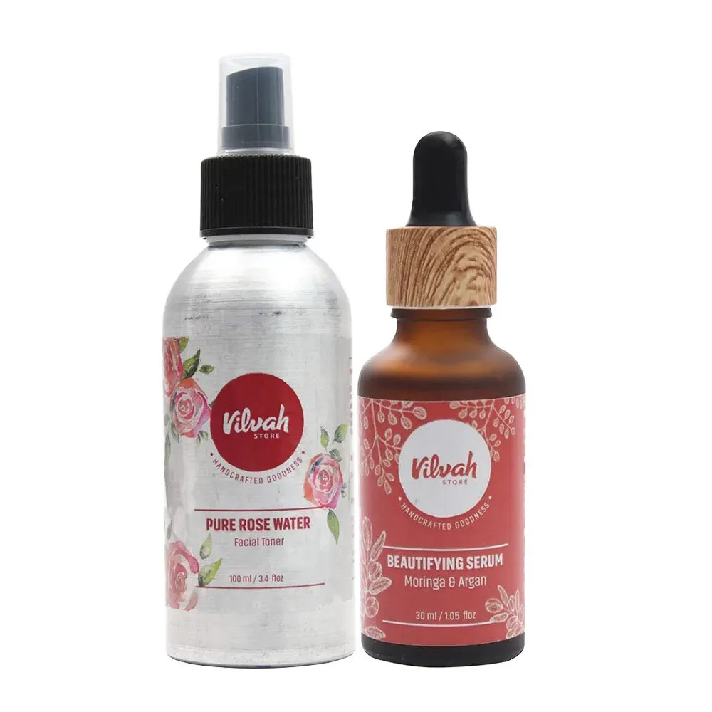 Vilvah Rosewater Toner & Moringa Serum Kit