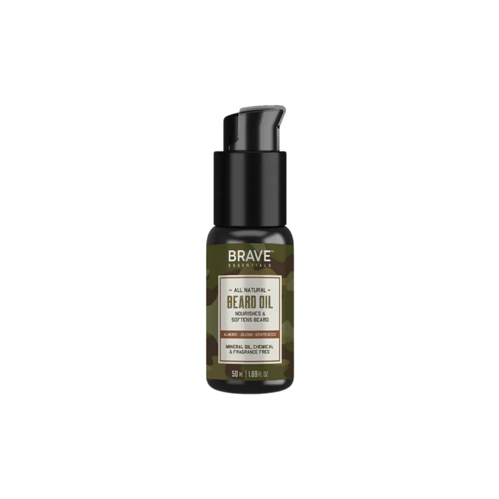 BRAVE ESSENTIALS All Natural Beard Oil Nourishes & Stimulates Growth