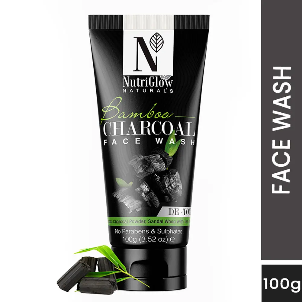 NutriGlow NATURAL'S Bamboo Charcoal Face wash for Glowing & Refreshing Skin, 100g