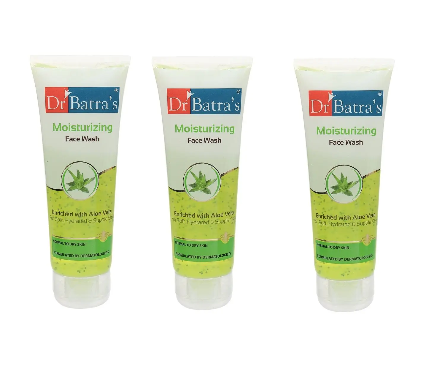 Dr Batra's Moisturizing Face Wash Enriched With Aloe Vera Soft, Hydrated & Supple Skin - 100 gm (Pack of 3)