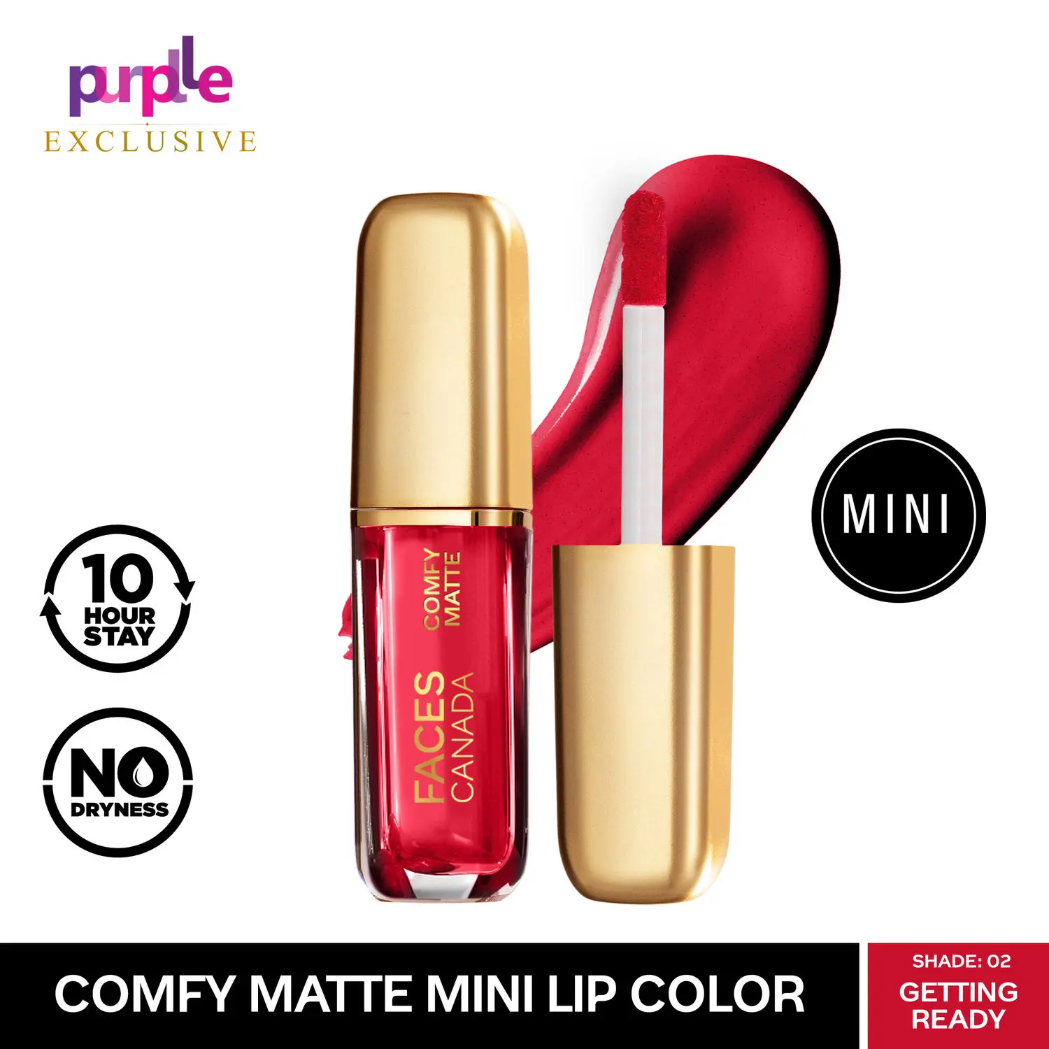 Faces Canada Comfy Matte Mini Lip Color | Comfortable 10 Hours Longstay | Matte Finish | With Natural Oils | Getting Ready 02 (1.2 ml) - Exclusively Only On Purplle