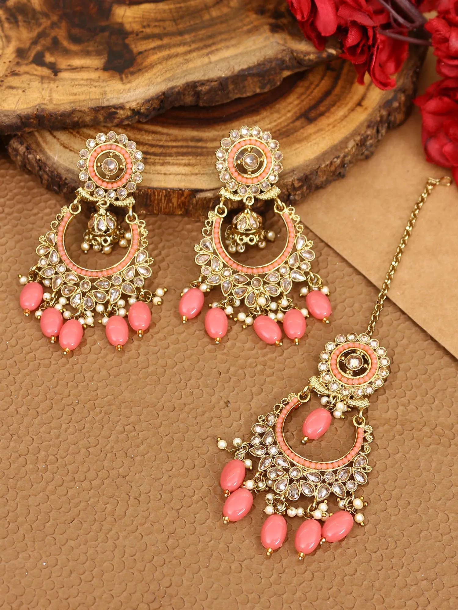 Bling Bag Coral Veera Maang Tikka Set