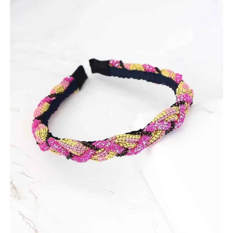 Bellofox Pink & Yellow Braided Hairband