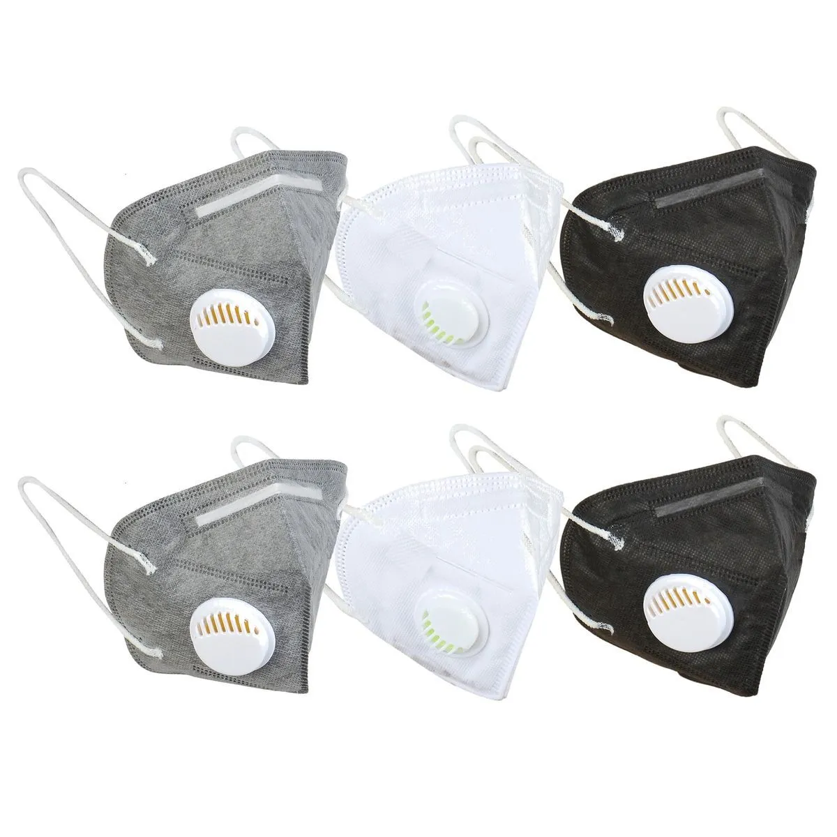 Fabula Pack of 6 KN95/N95 Anti-Pollution Reusable 5 Layer Mask (White,Grey,Black)