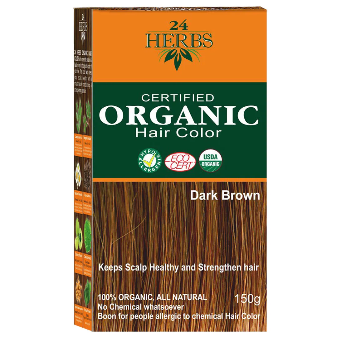 Indus Valley 24 Herbs Certified Organic Hair Color - Dark Brown