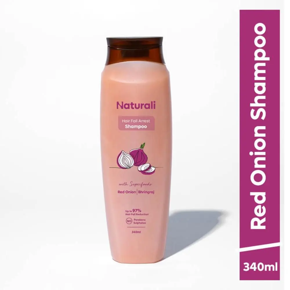 Naturali Hairfall Arrest Shampoo with Red Onion & Bhringraj | Controls Hairfall | Paraben and Sulphate Free Shampoo | Hairfall Shampoo for Men & Women