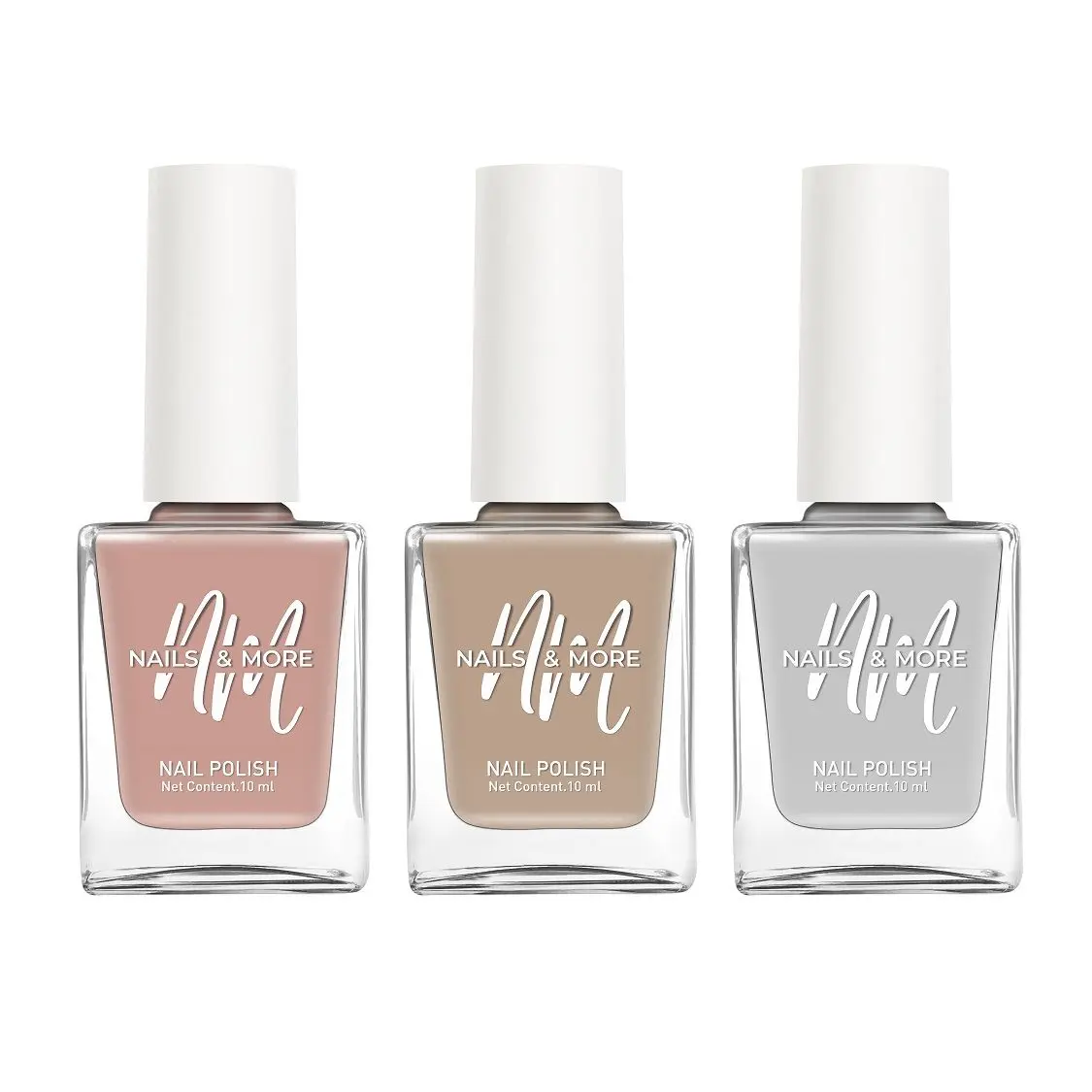 NAILS & MORE: Enhance Your Style with Long Lasting in Creamy Beige - Malt Cream - Grey Set of 3