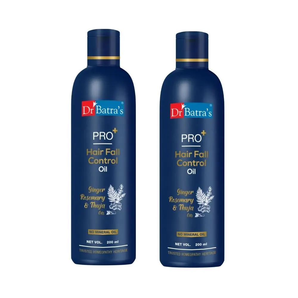 Dr Batra's PRO+ Hair Fall Control Oil || Controls Hair Fall. Nourishes Scalp || Boosts Hair Growth. Contains Ginger, Rosemary, Thuja Extracts || Non-Sticky Formula. Suitable for men and women. 200 ml (Pack of 2)
