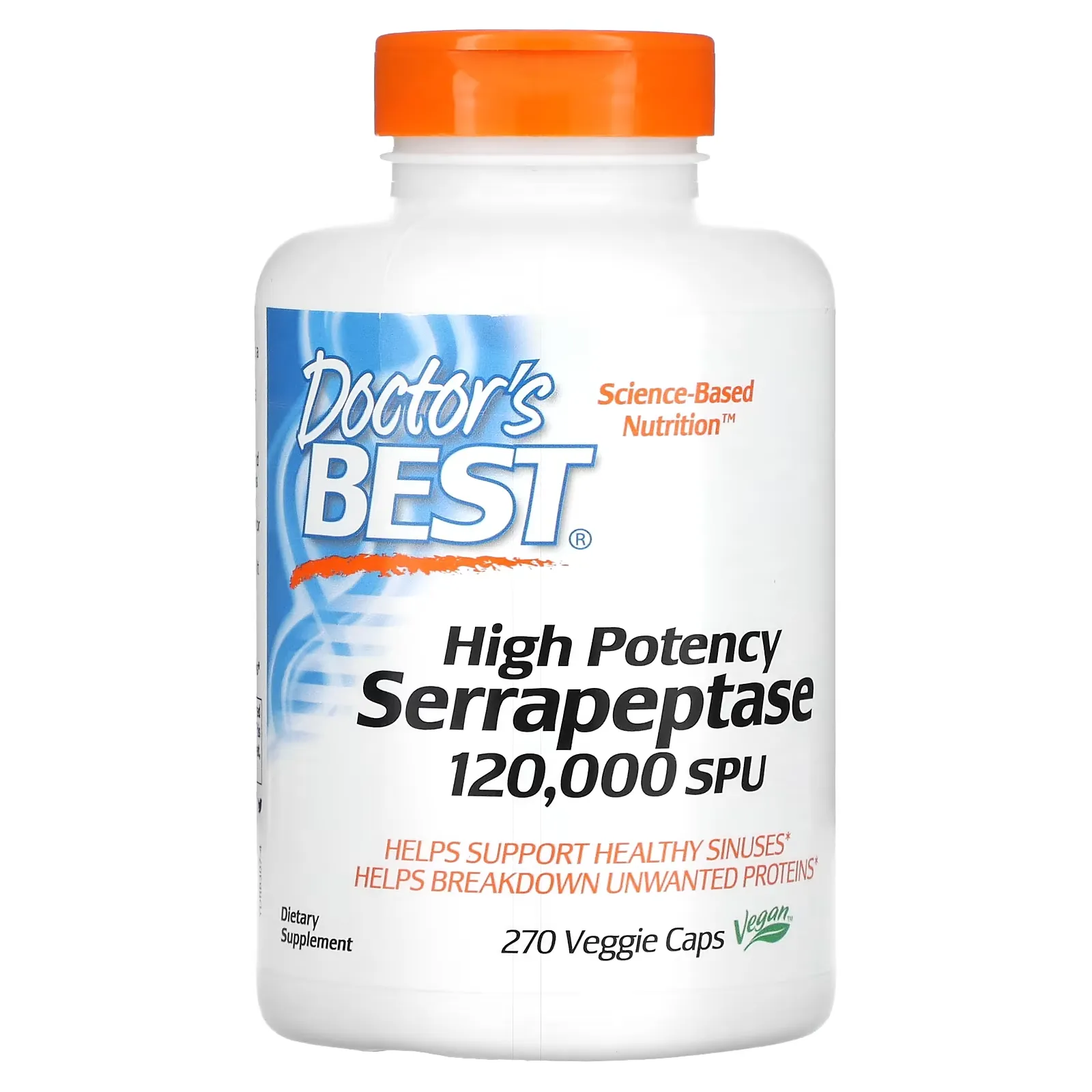 High Potency Serrapeptase, 120,000 SPU, 270 Veggie Caps