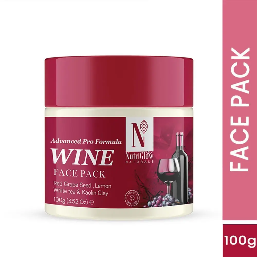 NutriGlow NATURAL'S Advanced Pro Formula Wine Face Pack for Glowing Skin with Kaolin Clay, All Skin Types, Men & Women, 100gm