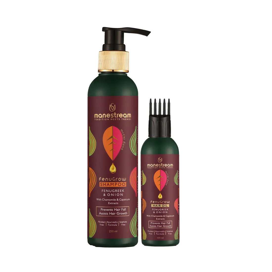 Manestream Fenugrow Hair Fall Control Ayurvedic Fenugreek & Onion Shampoo & Hair Oil Combo