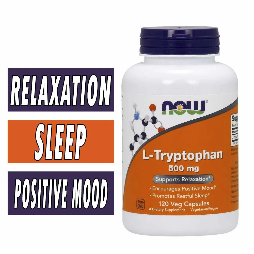 NOW L-Tryptophan - 500 mg - 120 Veg Capsules