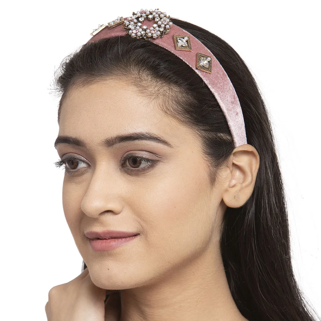 Ferosh Pink Crystals Loaded Hair Band