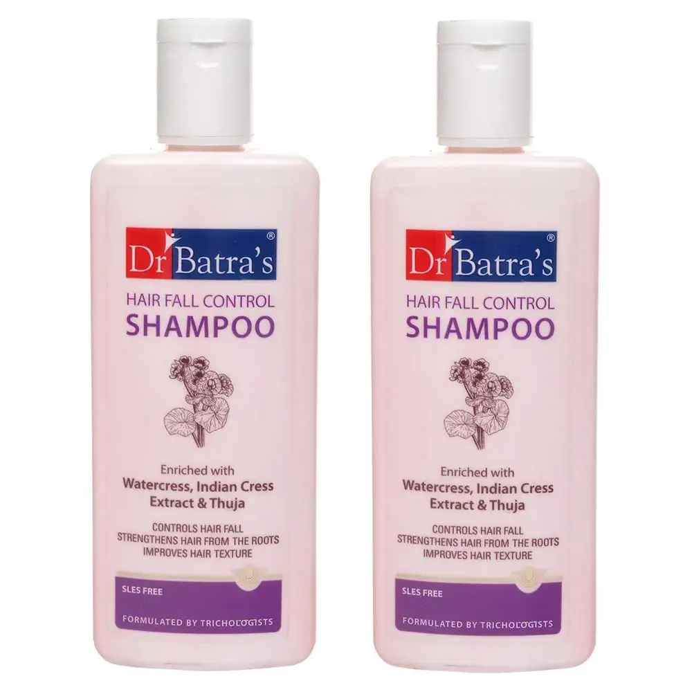 Dr Batra's Hair Fall Control Shampoo,  200 ml  Enriched with Watercress, Indian Cress Extract & Thuja (Pack of 2)