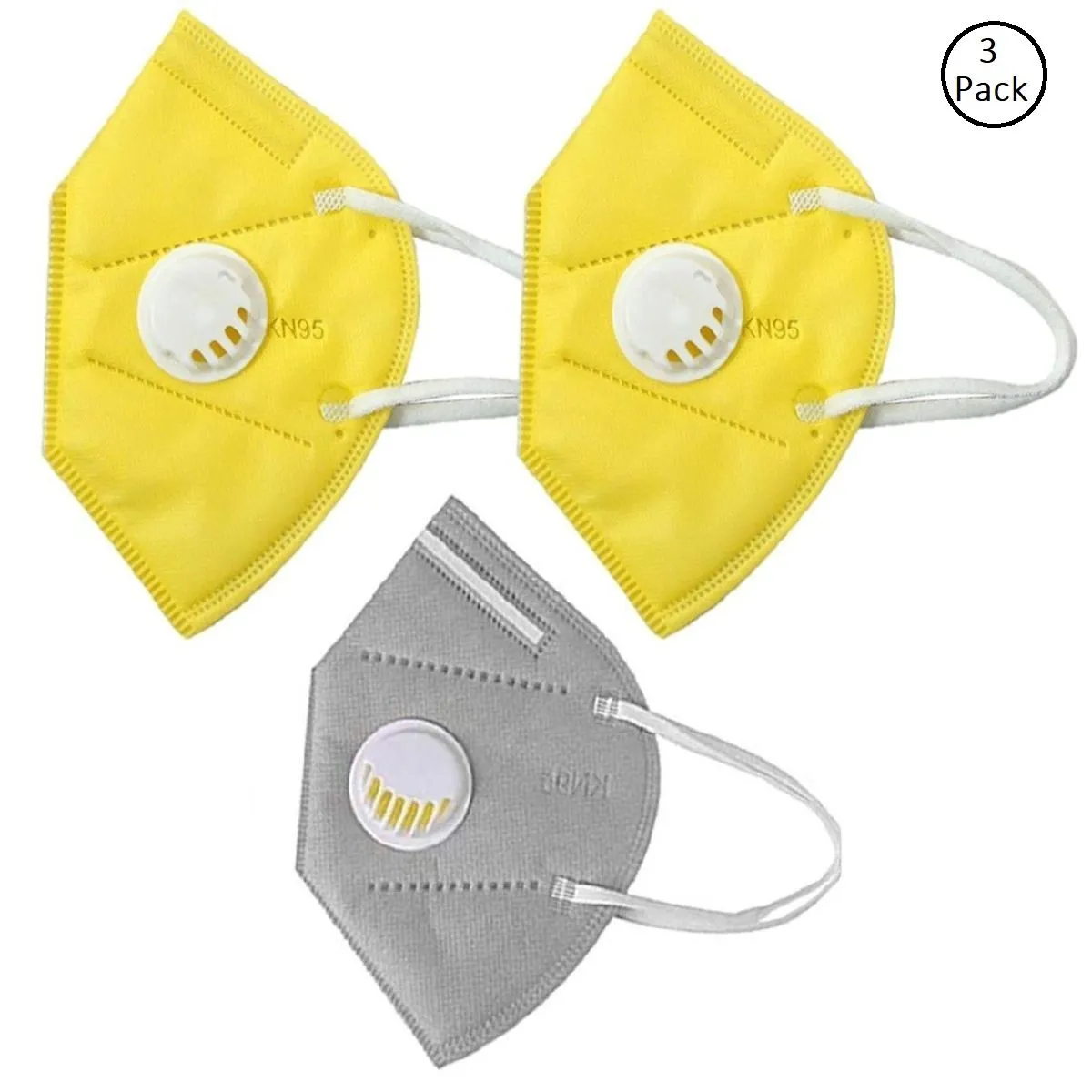 Fabula Pack Of 3 Anti-Pollution Reusable 5 Layer Mask - Yellow Grey Yellow